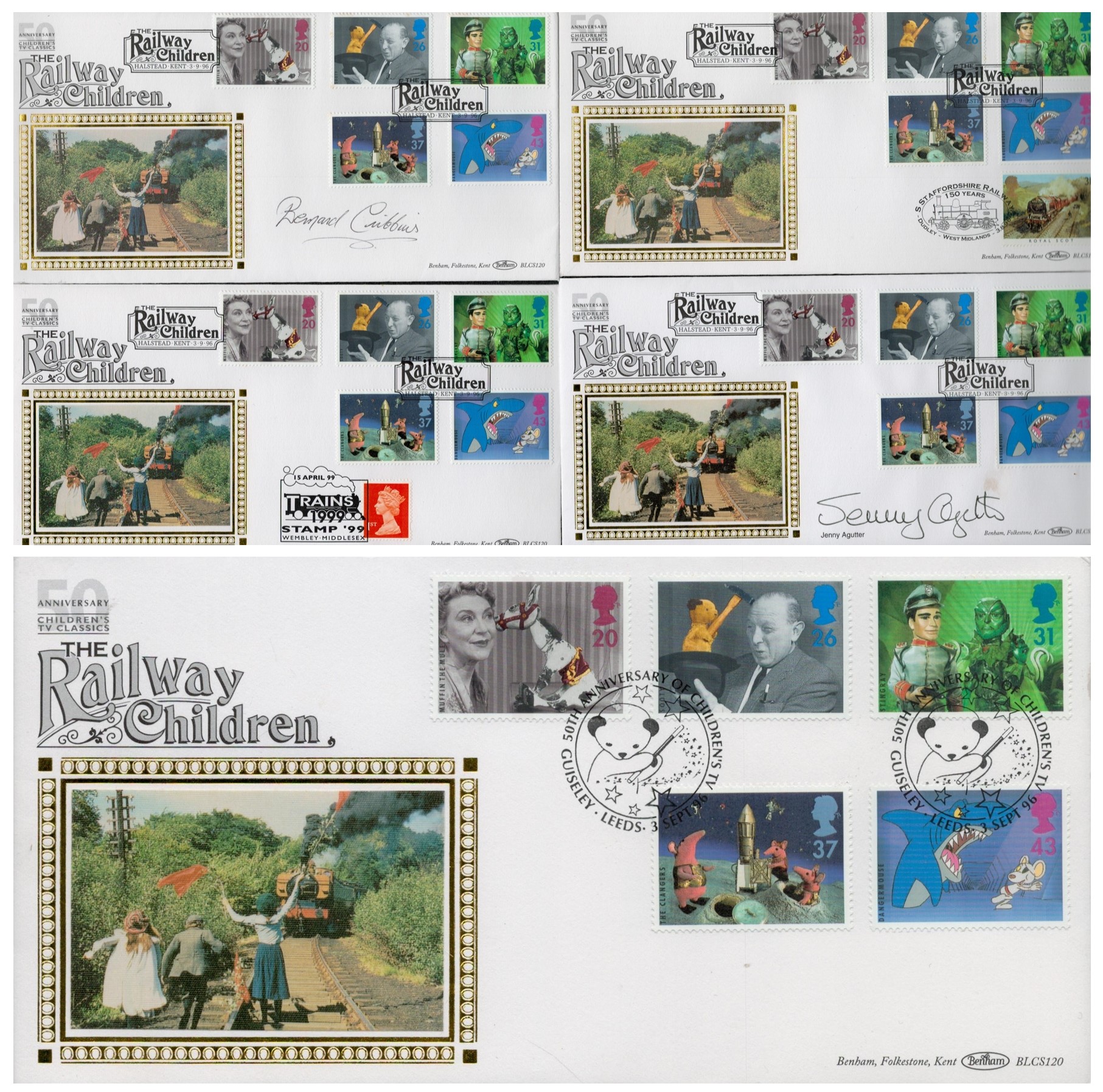 Tv and Film. Collection of 5 The Railway Children FDC's 2 Are Signed by Jenny Agutter and Bernard