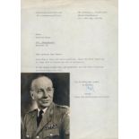 Military. Major General Drews Signed 6 x 4 inch Vintage Black and White photo and a TLS Signed by