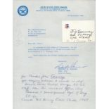 Military. 4 Star General Theodore John Conway Signed Signature Card. United States Army four-star