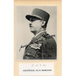 Military. French Army general Marie-Pierre Kœnig Signed 4 x 3 inch Vintage Black and White Photo.