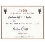 Football autographed Man United 1968 European Cup Final Wine Label: A Modern Issue Wine Label Issued