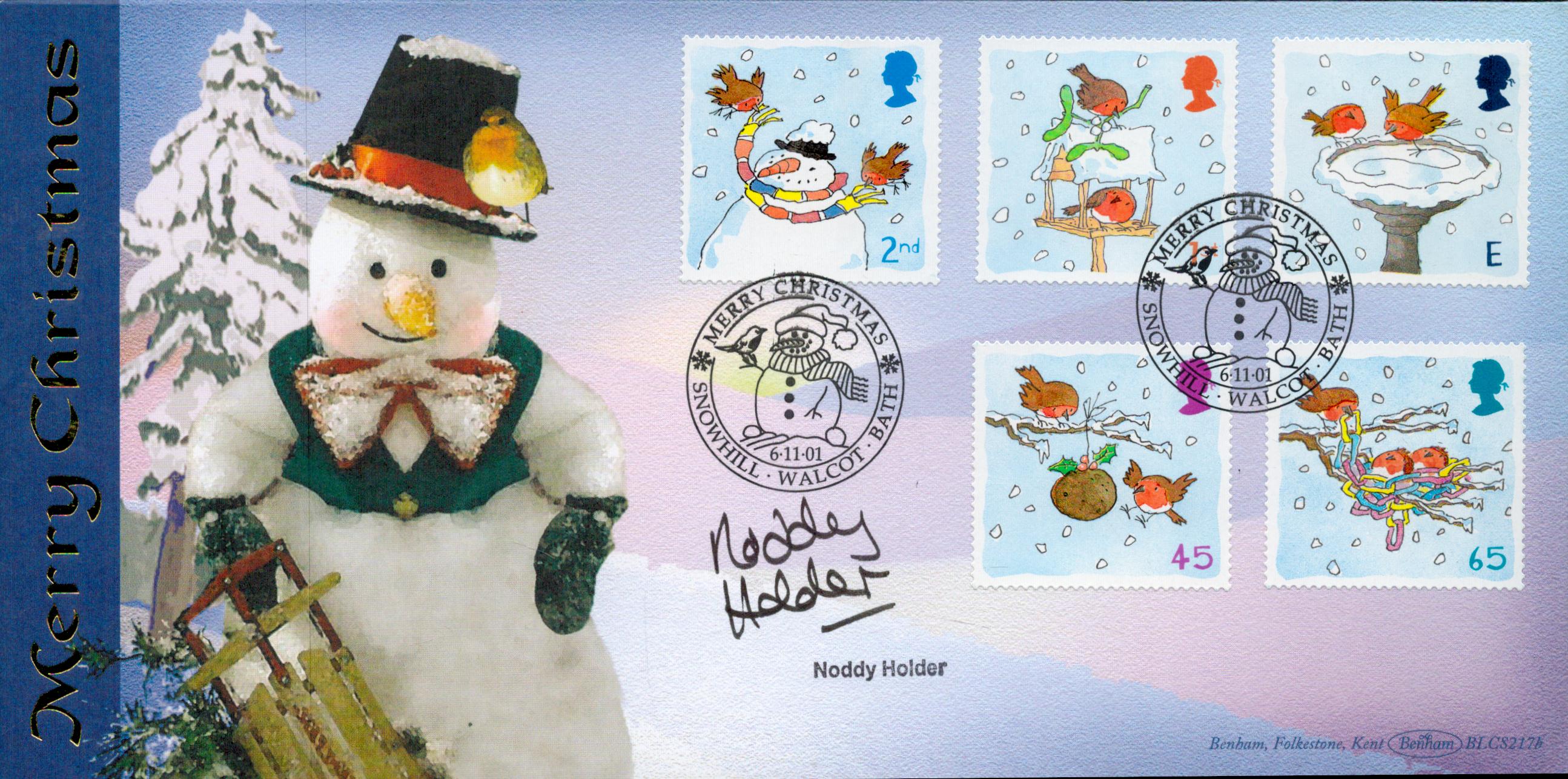 Noddy Holder signed Merry Christmas FDC. 6,11,01 Snowhill postmark. Good condition. All autographs