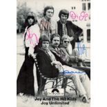 Music. Joy and the Hit Kids Joy Unlimited Multi Signed 6 x 4 inch Black and White Promo Photo.