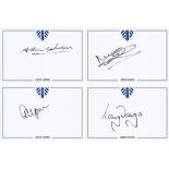 Football autographed Leeds United Crested Photo-Cards: A Nice Lot Of 4 Signed Home-Made Leeds United