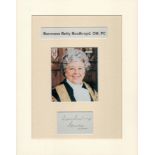 Betty Boothroyd (1929-2023) Politics Signed Card With 11x14 Mounted Speaker Photo. Good condition.