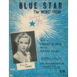 Yana (1931-1989) Singer Signed Vintage Sheet Music 'Blue Star'. Good condition. All autographs are