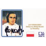 Football autographed Jan Domarski 6 X 4 Photo-Card: Polish Striker, Scourge Of Wembley In 1973,