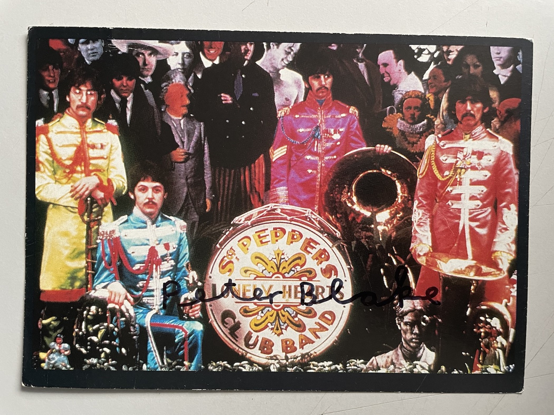 Peter Blake Legendary Beatles L.P. Cover Artist Signed SGT. Pepper Postcard. Good condition. All