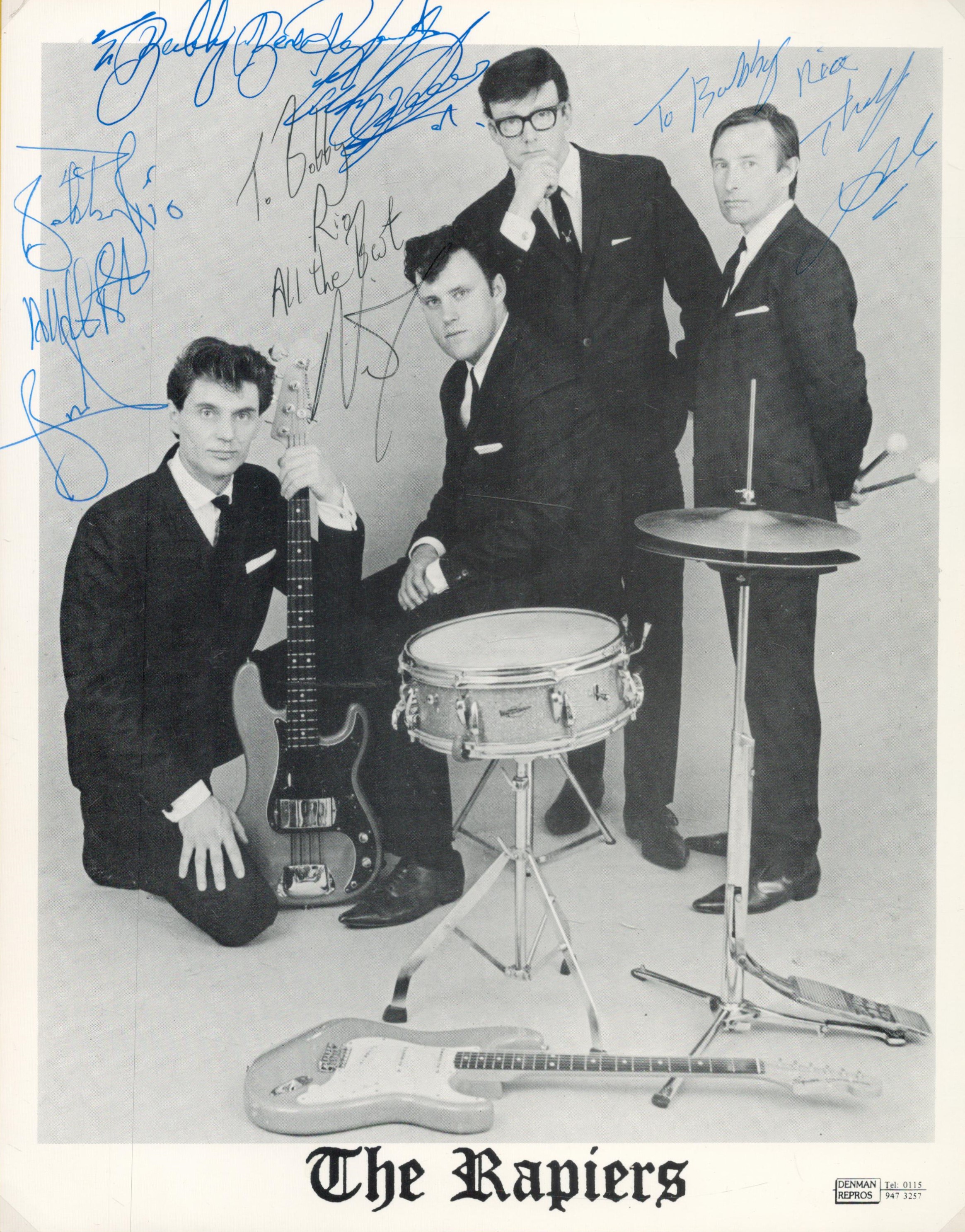The Rapiers multi signed 10x8 inch vintage black and white promo photo includes the four original