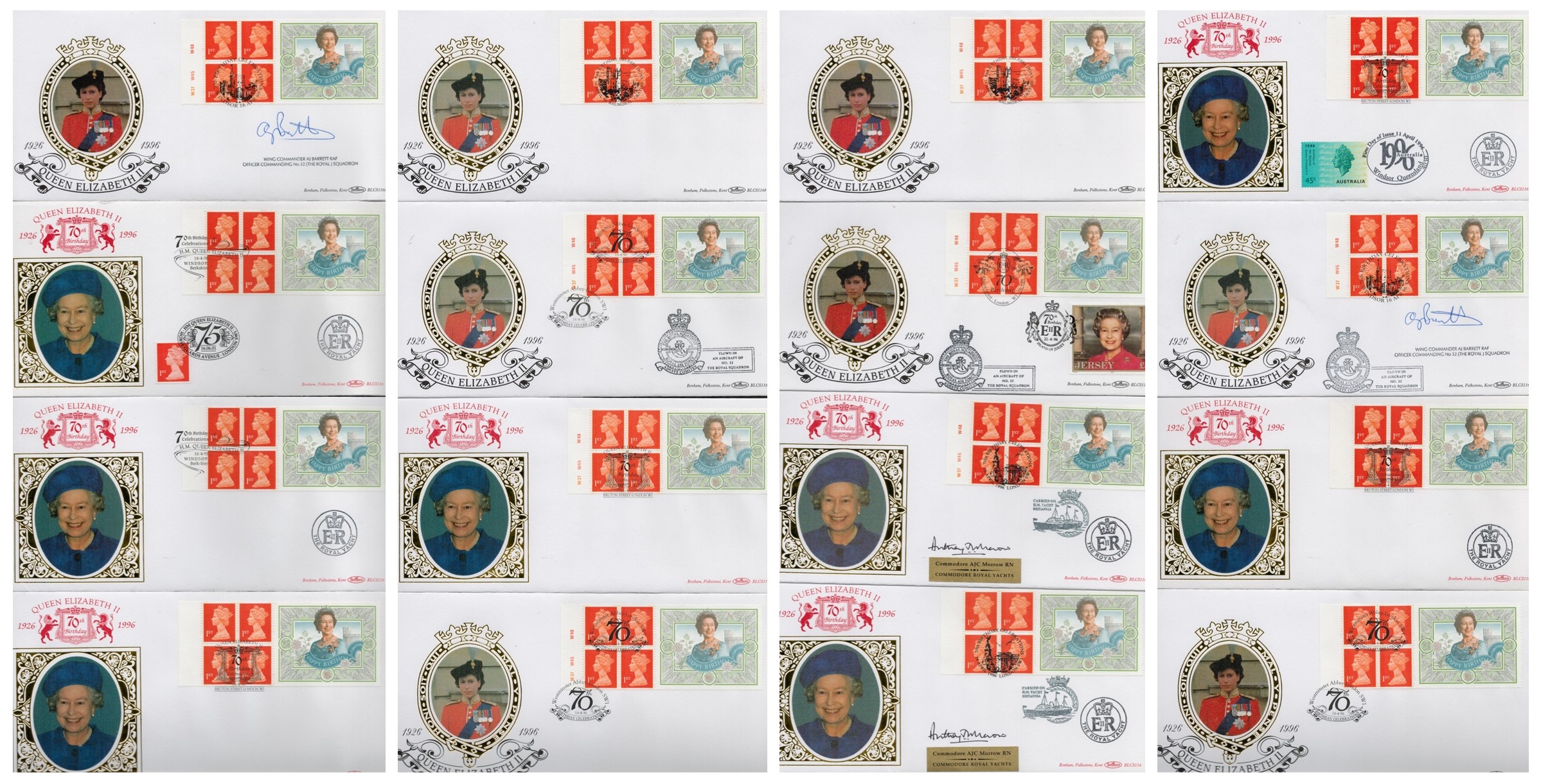 Military. Collection of 16 Queen Elizabeth II FDCs, Four are Signed by Commodore Anthony Morrow