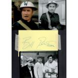 Tv and Film. Bill Pertwee Signed Autograph Card With Glossy Photos attached to A4 Black Card. Signed