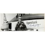 Military. Chuck Yeager Signed 10 x 4 inch Black and White Photo. Signed in black ink. Good