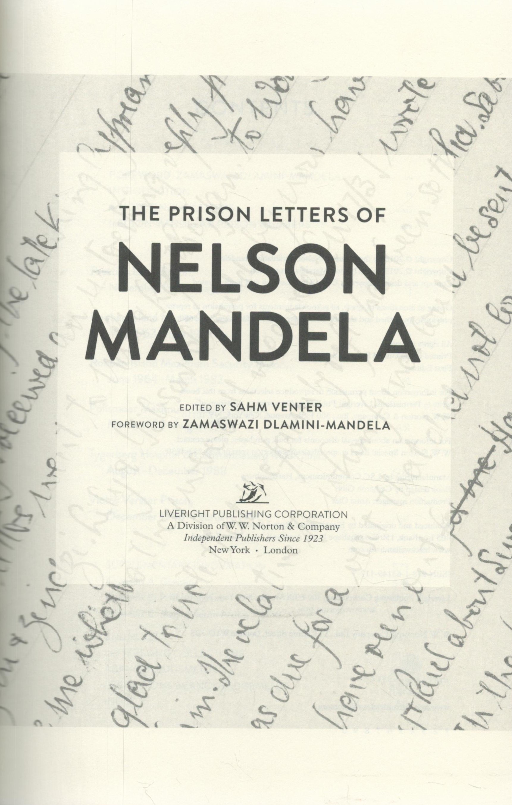Nelson Mandela 1st Edition Hardback Book Titled The Prison Letters of Nelson Mandela. Published in - Image 2 of 3