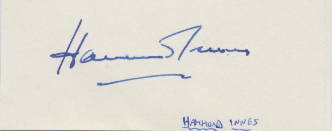 Hammond Innes Signed Autograph cut out. British Writer. Approx. Size 4 x 1. 5 Inch. Good