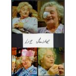 Tv and Film. Liz Smith Signed Autograph Card With Glossy Photos Affixed to A4 Black Card. Good