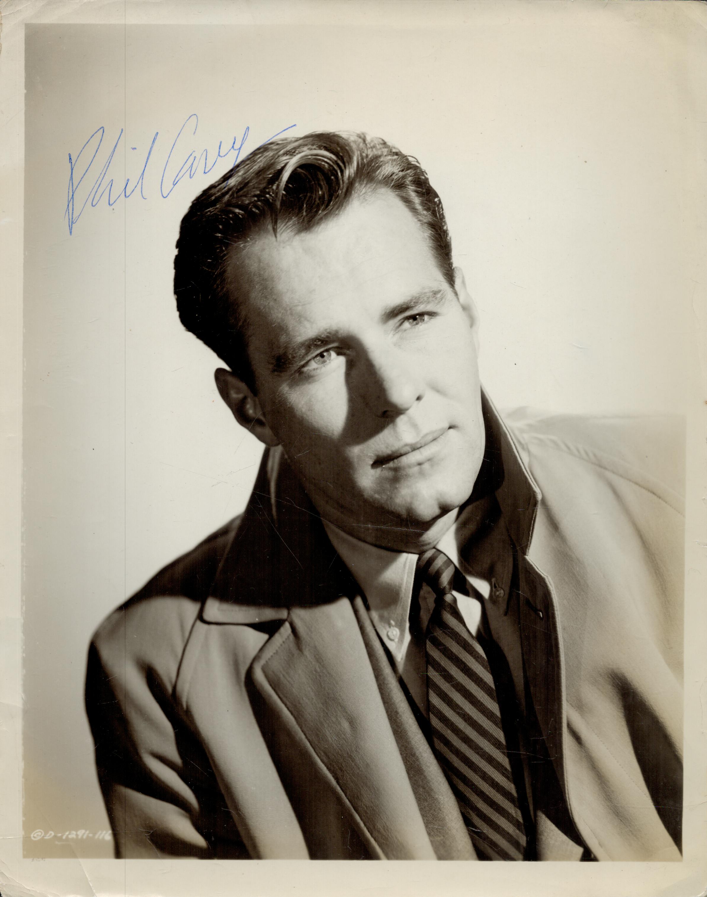 Tv and Film. Philip Carey Signed 10 x 8 inch Vintage Black and White Press Photo. Signed in blue