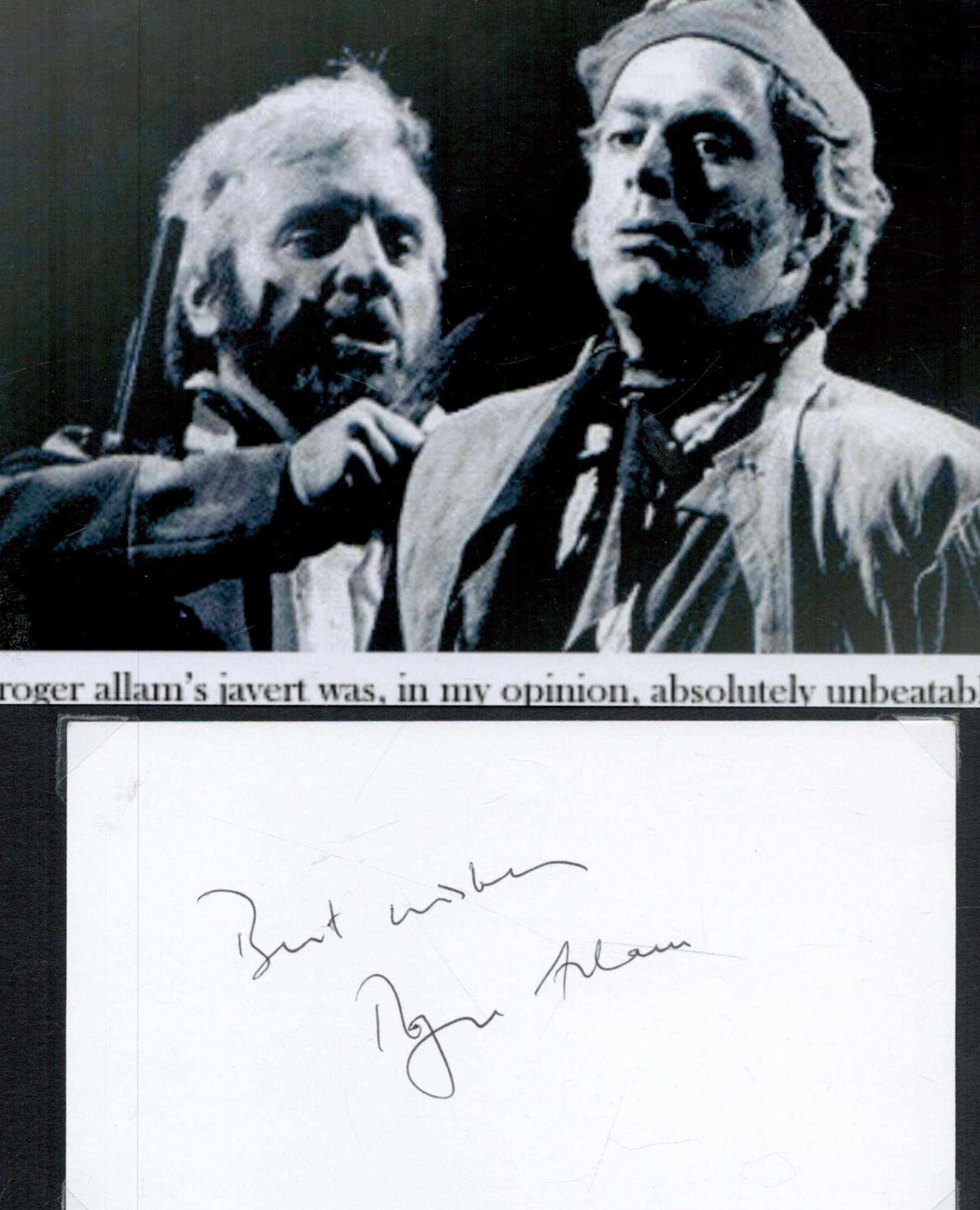 Tv and Film. Roger Allam Signed Signature Card With Glossy Photo attached to Black Card. Signed In