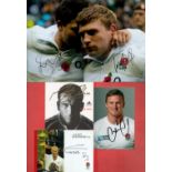 England Rugby Collection of 5 Signatures on Photos, Bio Cards and Signature Cards. Good condition.