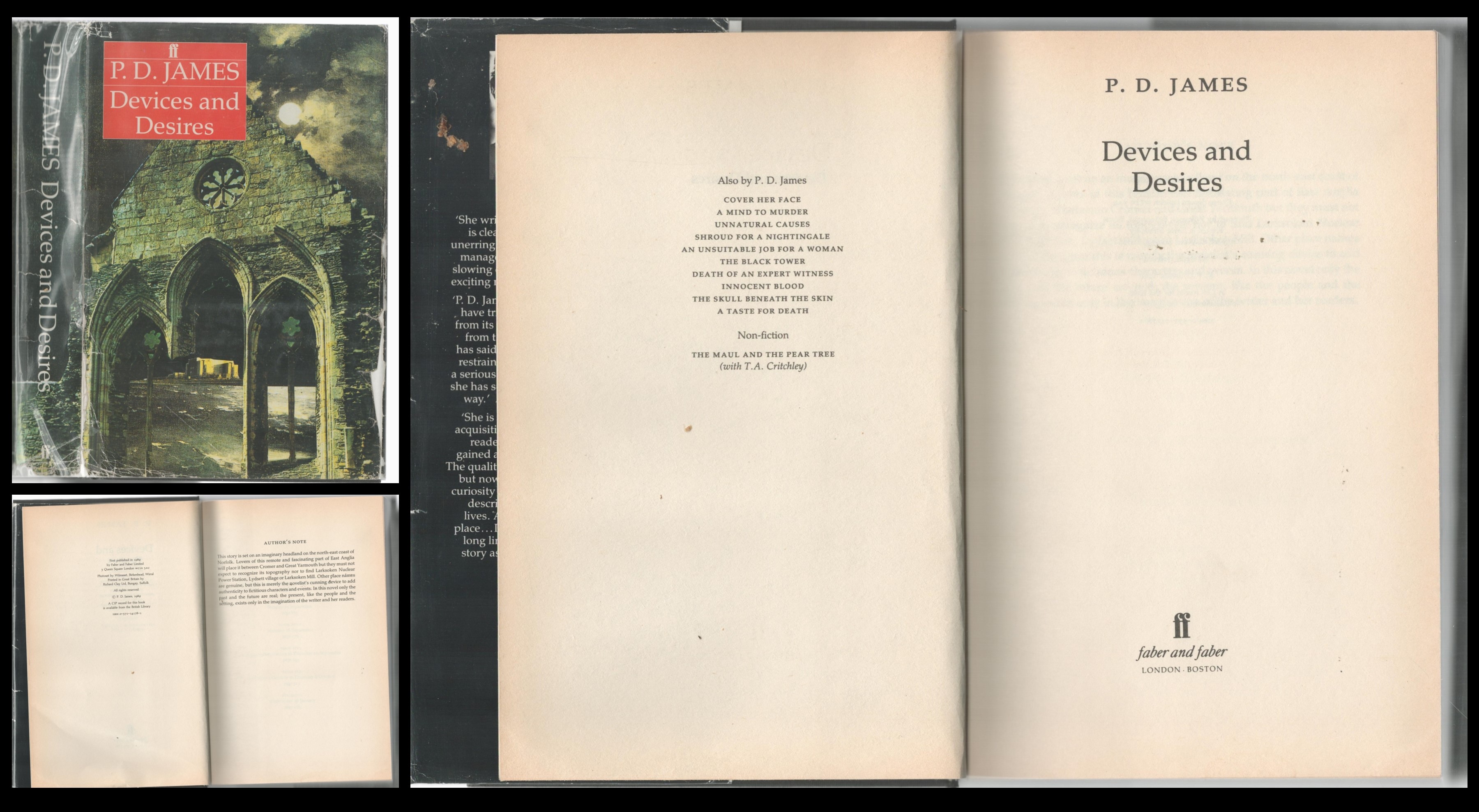 Book. Titled Devices and Desires by PD James. 1st Edition Hardback Book Published in 1989 by Faber