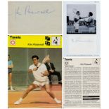 Tennis Ken Rosewall Signed on Two Separate Signature Cuttings/Pages. Included is a bio Card. Good