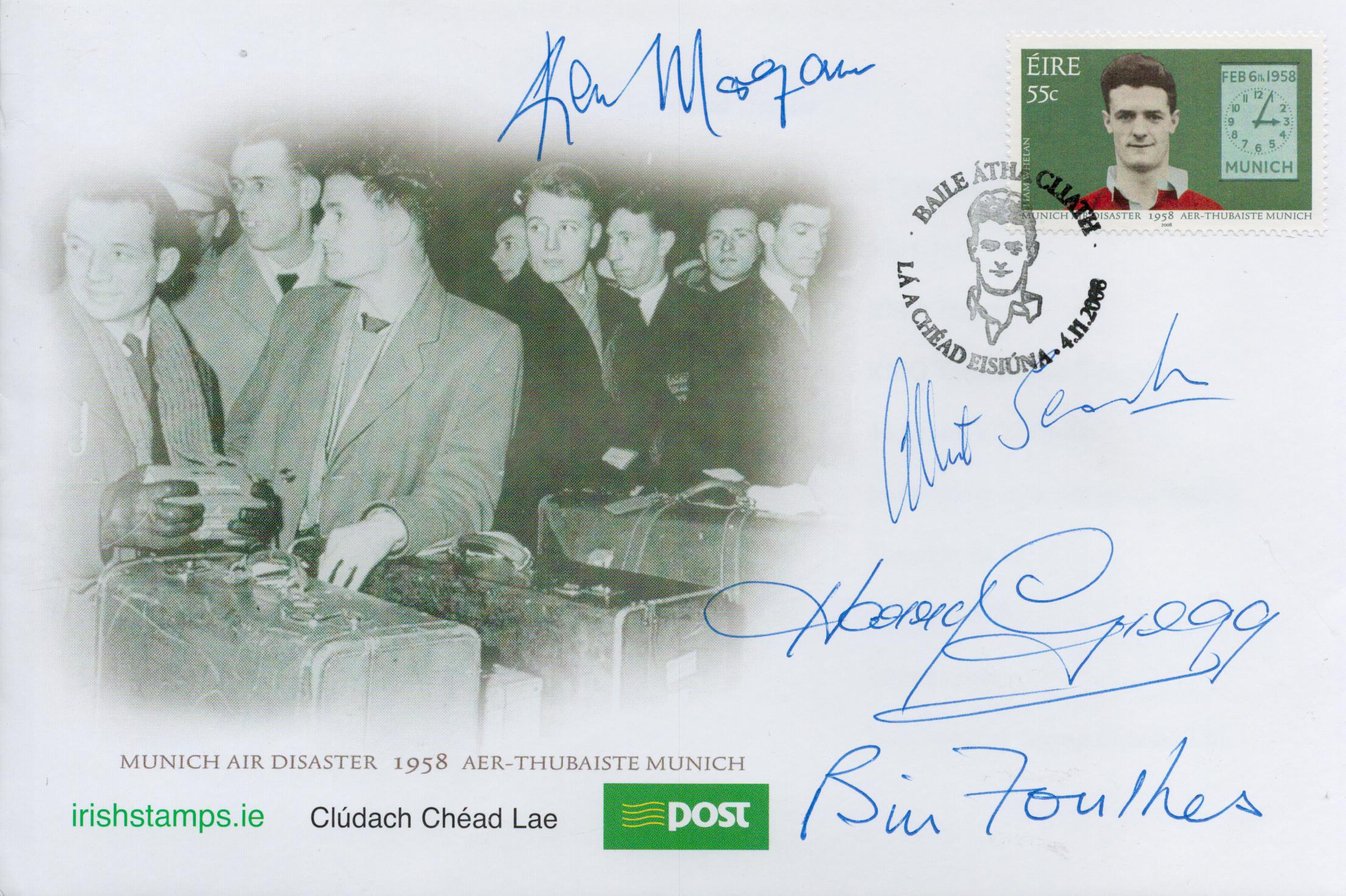 Manchester United Busby Babes multi signed commemorative envelope 4 fantastic signatures includes