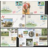 Cricket. Collection of 10 Cricket First Day Covers Signed. Includes Signatures of Derek Underwood