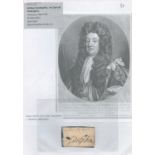 Sidney Godolphin, 1st Earl of Godolphin Former British Politician Signed 2. 5x1. 5 inch Signature