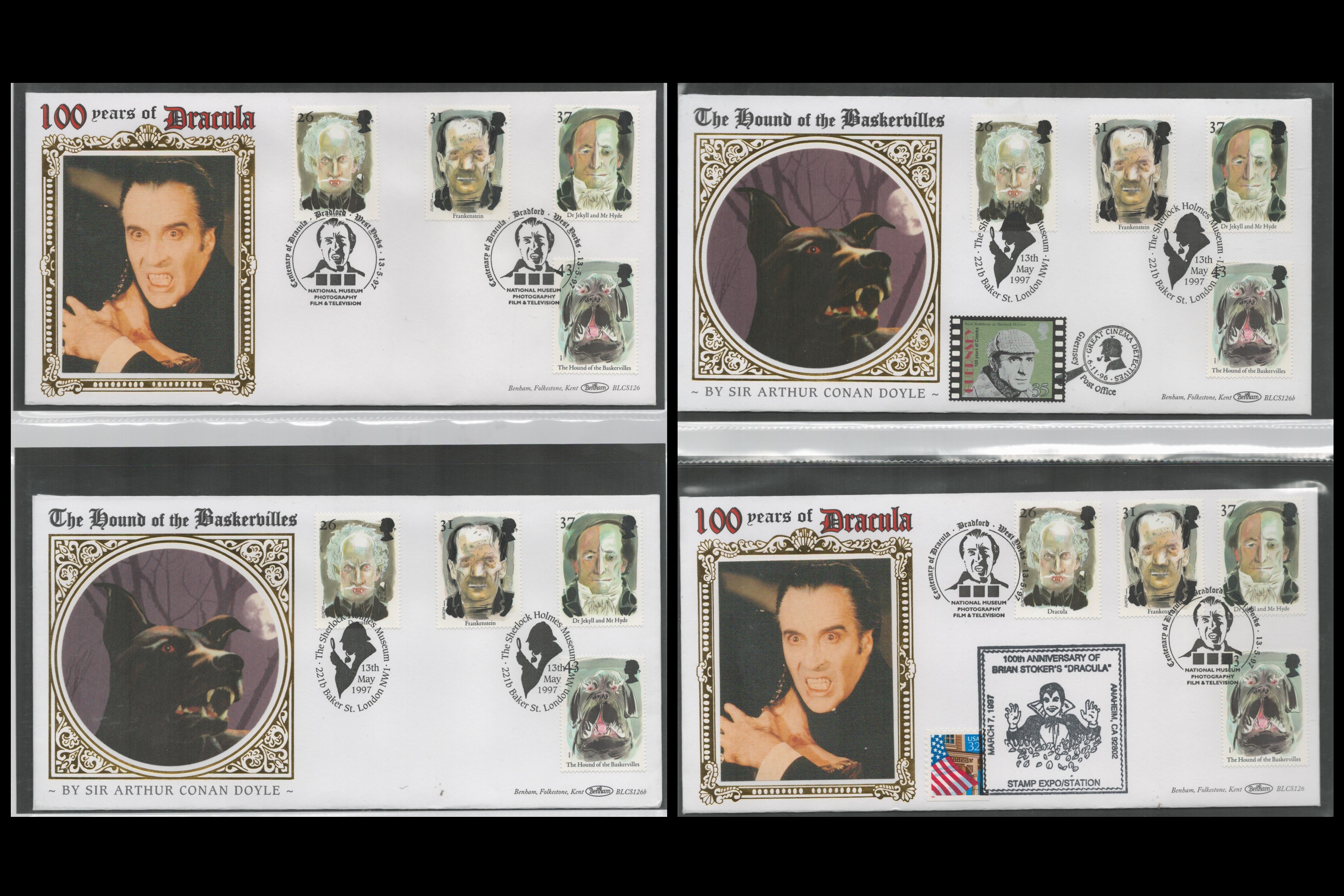 Collection. Collection of 4 Horror Benhams Silk Cachet FDCs. None are Signed. All Contain Stamps and - Image 2 of 2