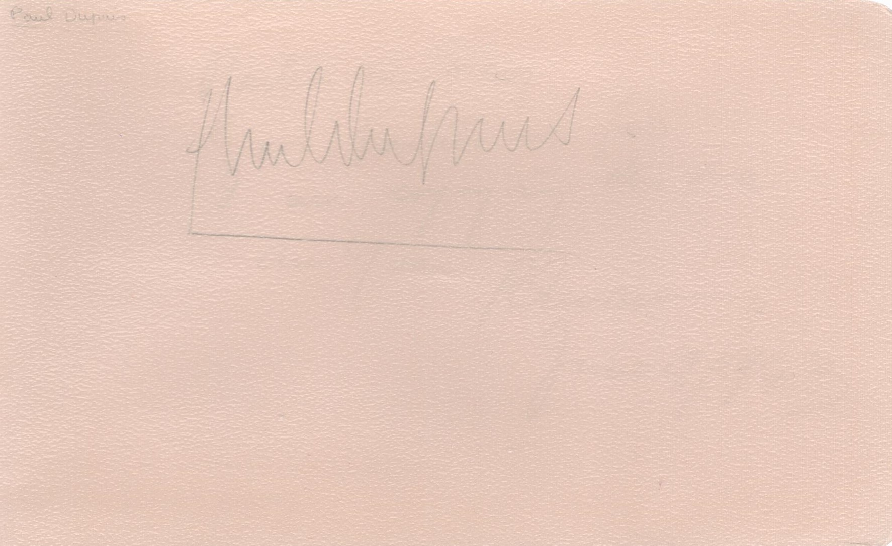 Paul Dupuis signed 6x4 album page. Dupuis (August 11, 1913 - January 23, 1976) was a French Canadian