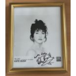 Kate Bush signed 11x9 inch overall framed black and white promo photo. Good condition. All