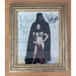 Dave Prowse and Carrie Fisher signed Star Wars 13x11 inch overall framed colour photo. Good