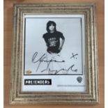 Chrissie Hynde signed 13x11 inch overall framed Pretenders black and white promo photo. Good