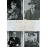 Arthur Lowe 12x8 inch signature piece includes signed album page and four vintage Dads Army photos