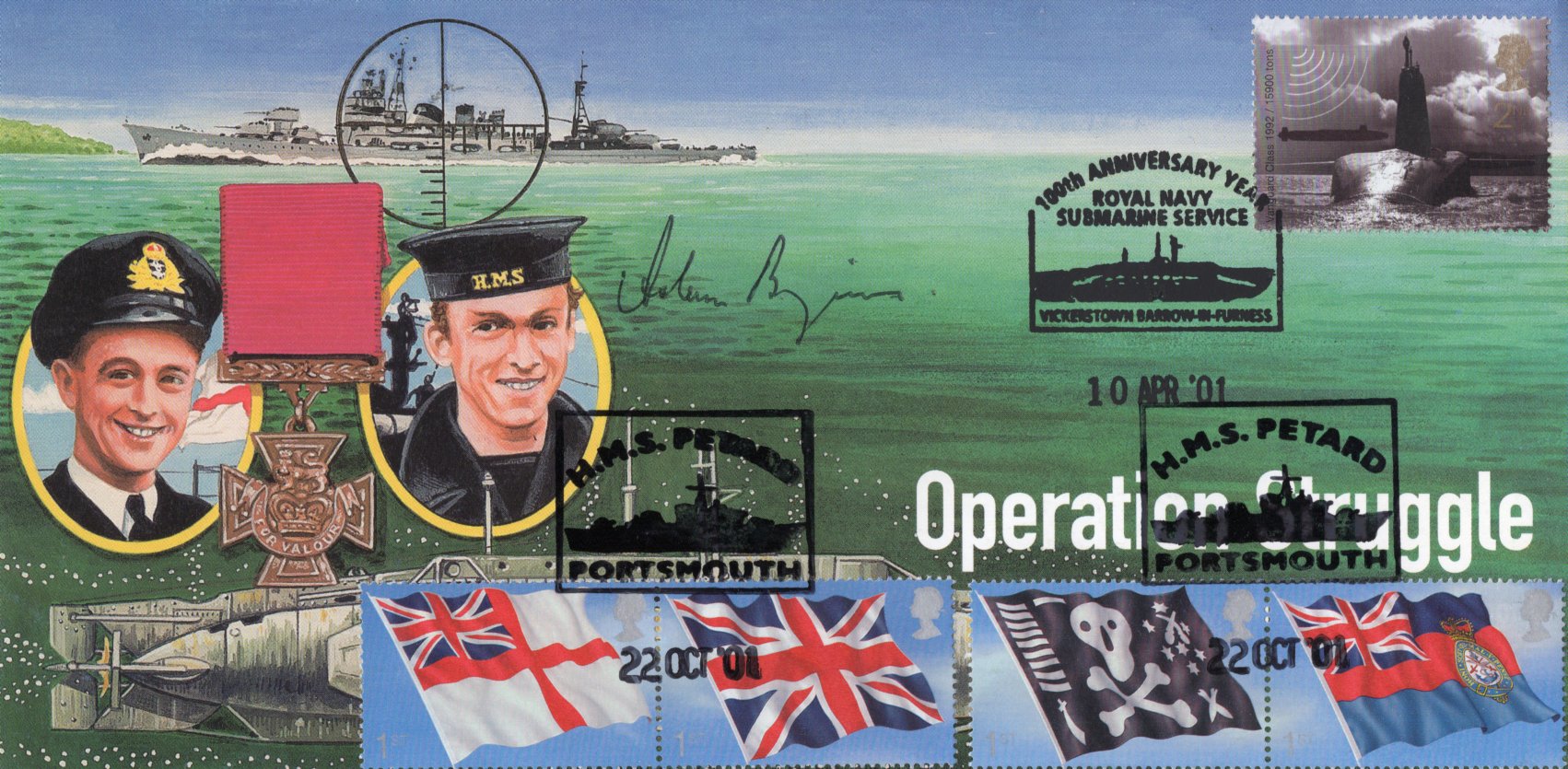 WW2 Operation Struggle cover signed by Miniature submarine (X-Craft) veteran Sub Lt John Lorimer DSO