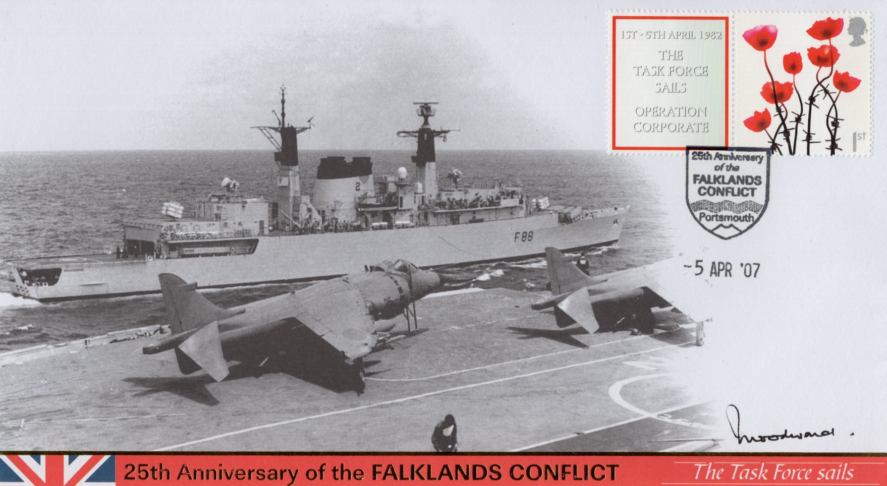 Falklands War Buckingham Covers FDC signed by Captain Brian Young DSO who commanded HMS Antrim