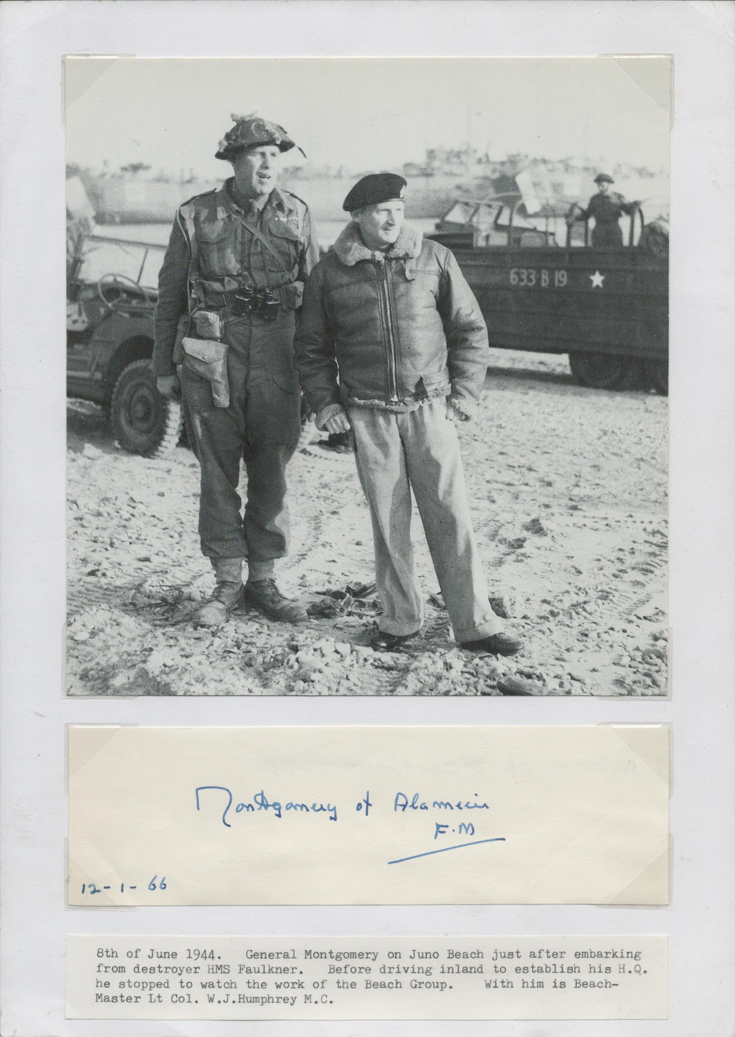 WWII Montgomery of Alamein 12x8 inches signature piece includes album page and original black and