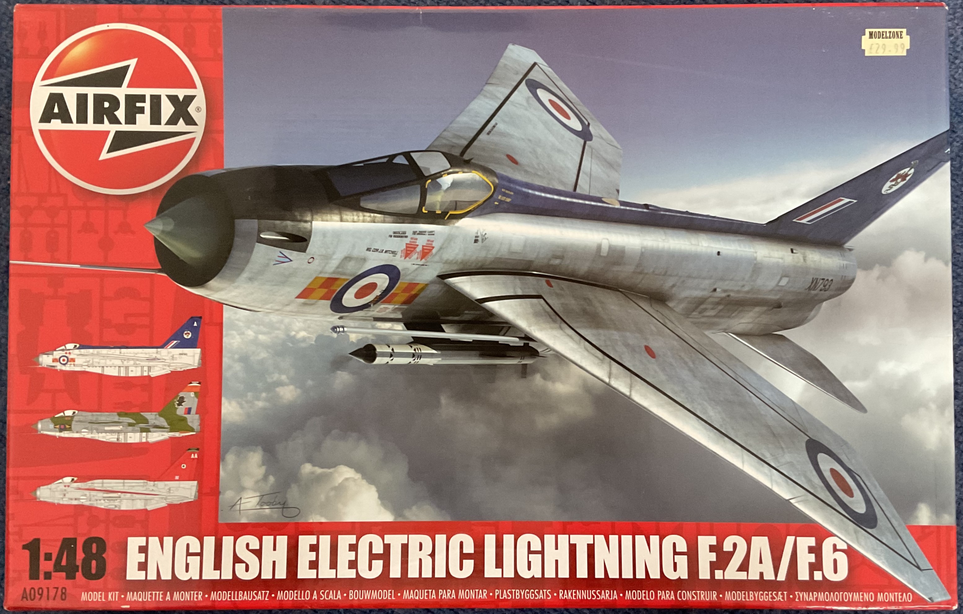 English Electric Lightning F.2A F.6 Plastic Model Kit (Scale 1:48) by Airfix 2011 outer box has been