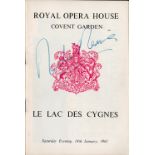 Ballet Nadia Nerina signed Royal Opera House programme 14 Jan. 1961. Good condition. All