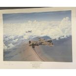 WW2 Colour Print Titled LANCASTER SPURNS DEFEAT By Lincolnshire Artist Edward. A signed limited