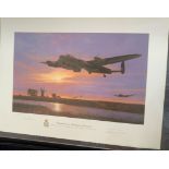 WW2 Colour Print Titled Dambusters Outward Bound by Simon Smith. Limited Edition 93/650 signed in