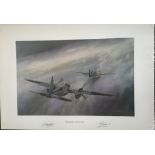 WW2 Colour Print Titled TWO DOWN, ONE TO GO by Chris Stothard. Signed by the Artist. Signed in Pen