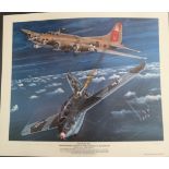 WW2 Colour Print Titled MESSERSCHMITT ME-163 KOMET signed in pencil signed by ME-163 pilot Rudy