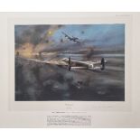 WW2 Colour Print Titled The Dambusters by Robert Taylor Signed by Air Marshal SIR Harold (Mick)