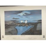 WW2 Colour Print Titled Operation Chastise by John Larder Special Edition 95/250. signed in pencil