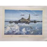 WW2 Colour Print Titled The Belle Under Attack by Simon Atack. Signed by Simon Atack Artist and