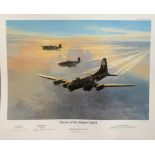 WW2 Colour Print Titled Heroes of the Mighty Eighth by Mark Postlethwaite G. AV. A. Signed in Pencil
