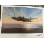 WW2 Colour Print Titled Mosquito Coast by M A Kinnear. signed in pencil by the artist. Measures