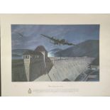 WW2 Colour Print Titled Breaching the Eder by Simon Smith Measuring 22x26 inches appx. Very Good