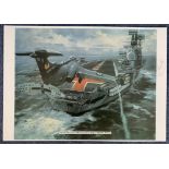 WWII Sgt Norman Bourne 101 Sqn Signed Michael Turner Printed Colour Print Showing Royal Navy