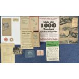 WW2. Collection of paper ephemera. Practice putting on respirator guide, Cadbury's Ration token, and